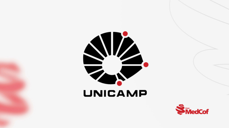 Logo escrito UNICAMP no canto inferior direito há o logo MedCof