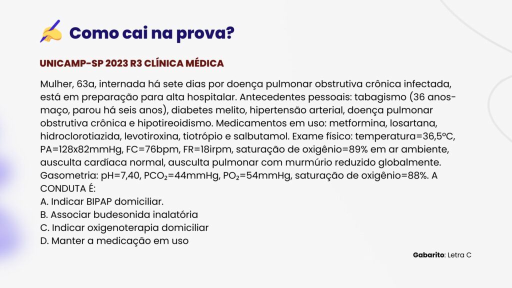 oxigenoterapia no dpoc prova de residência